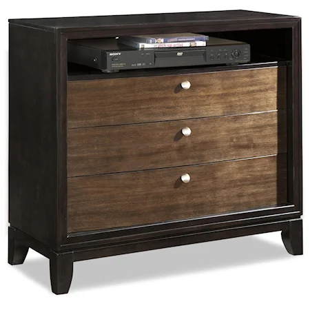 Contemporary Three Drawer Media Chest with Recessed Front Panel